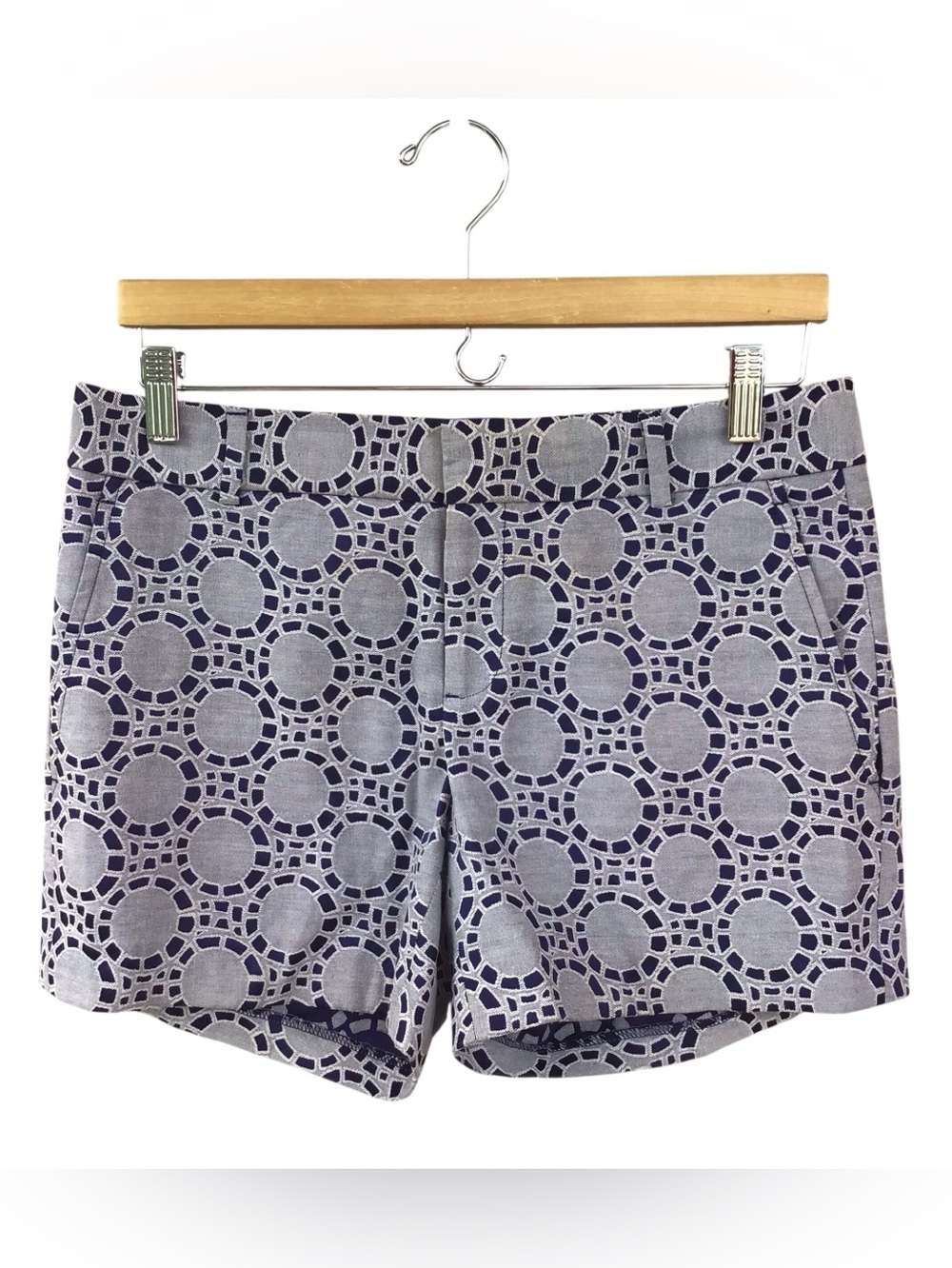 Banana Republic Blue Patterned Chino Shorts Size 4 New